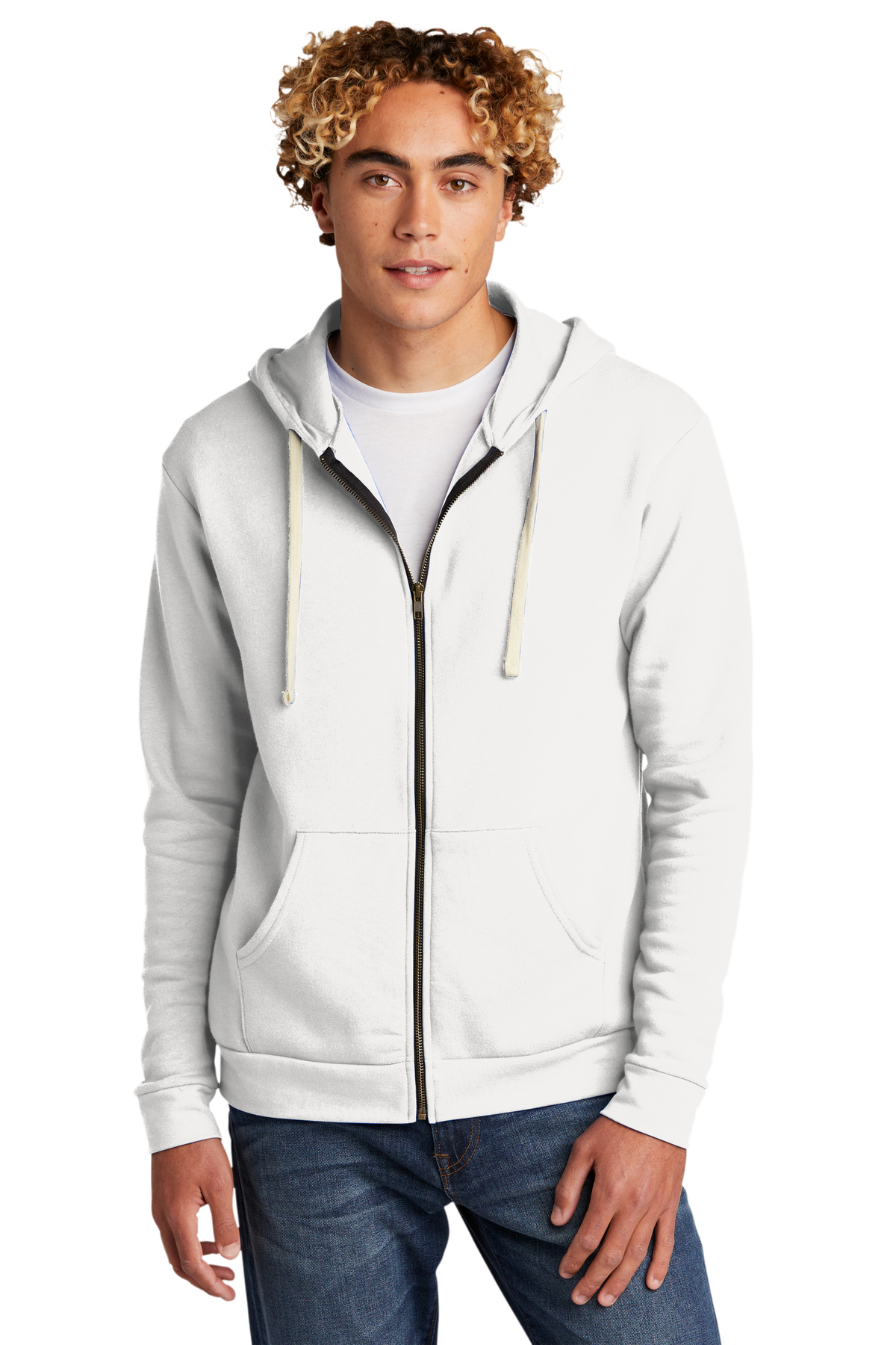 Next Level Embroidered Men's Beach Fleece Full-Zip Hoodie