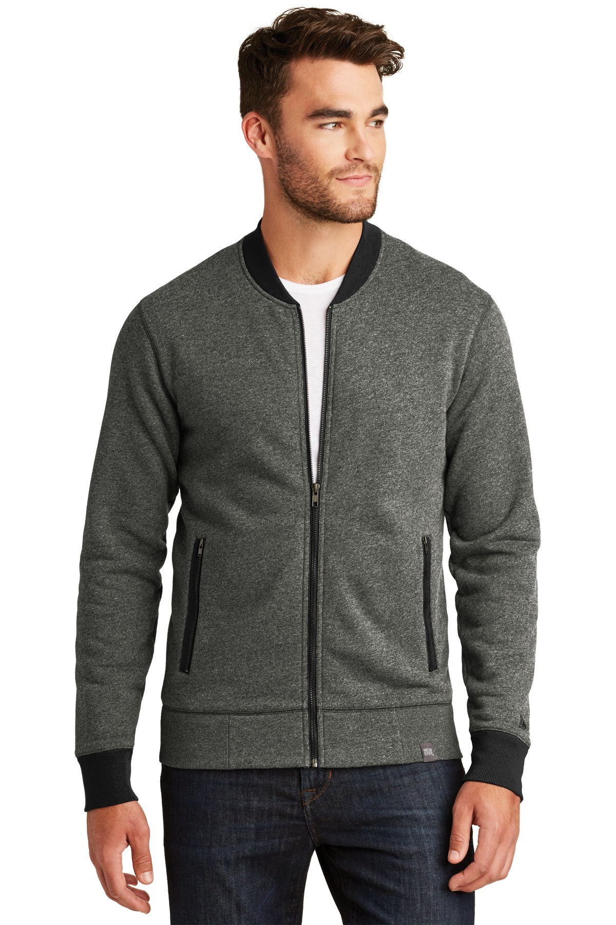 New Era Embroidered Men's French Terry Baseball Full-Zip - Queensboro