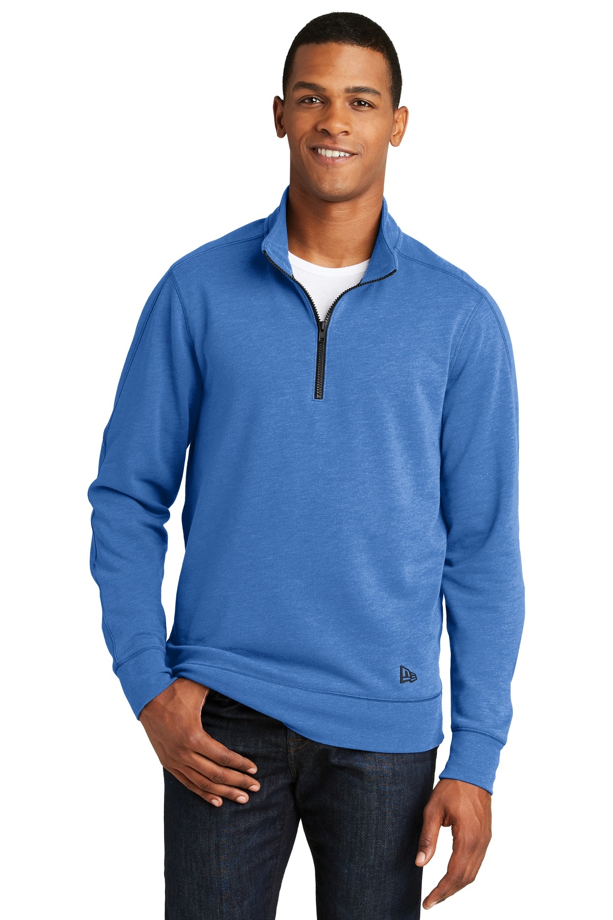 New Era Embroidered Men's 1/4-Zip Pullover Tri-Blend Sweatshirt ...