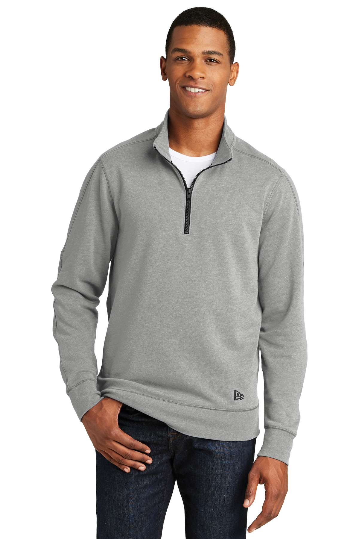 New Era Embroidered Men's 1/4-Zip Pullover Tri-Blend Sweatshirt ...