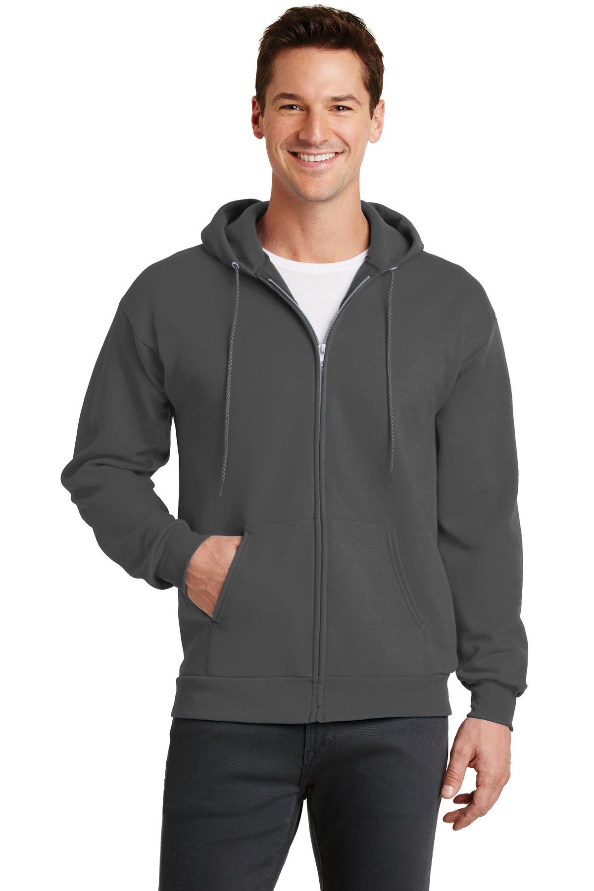 Port & Company Embroidered Men's Core Fleece Full-Zip Hooded Sweatshirt ...