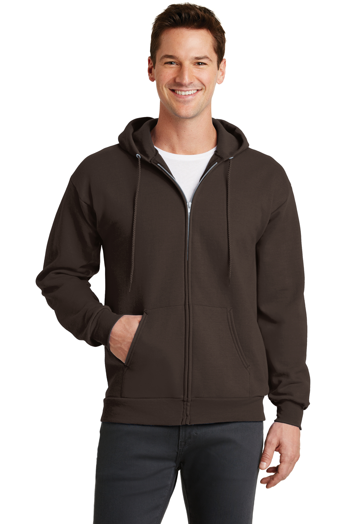 Port & Company Embroidered Men's Core Fleece Full-Zip Hooded Sweatshirt ...