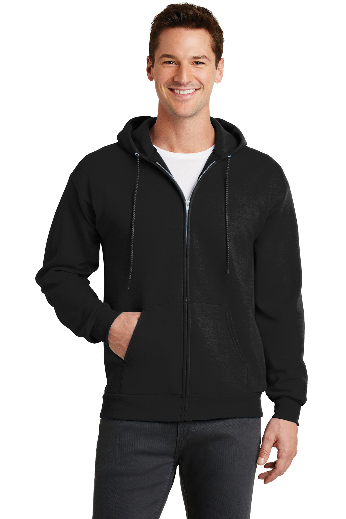 Port & Company Embroidered Men's Core Fleece Full-Zip Hooded Sweatshirt ...