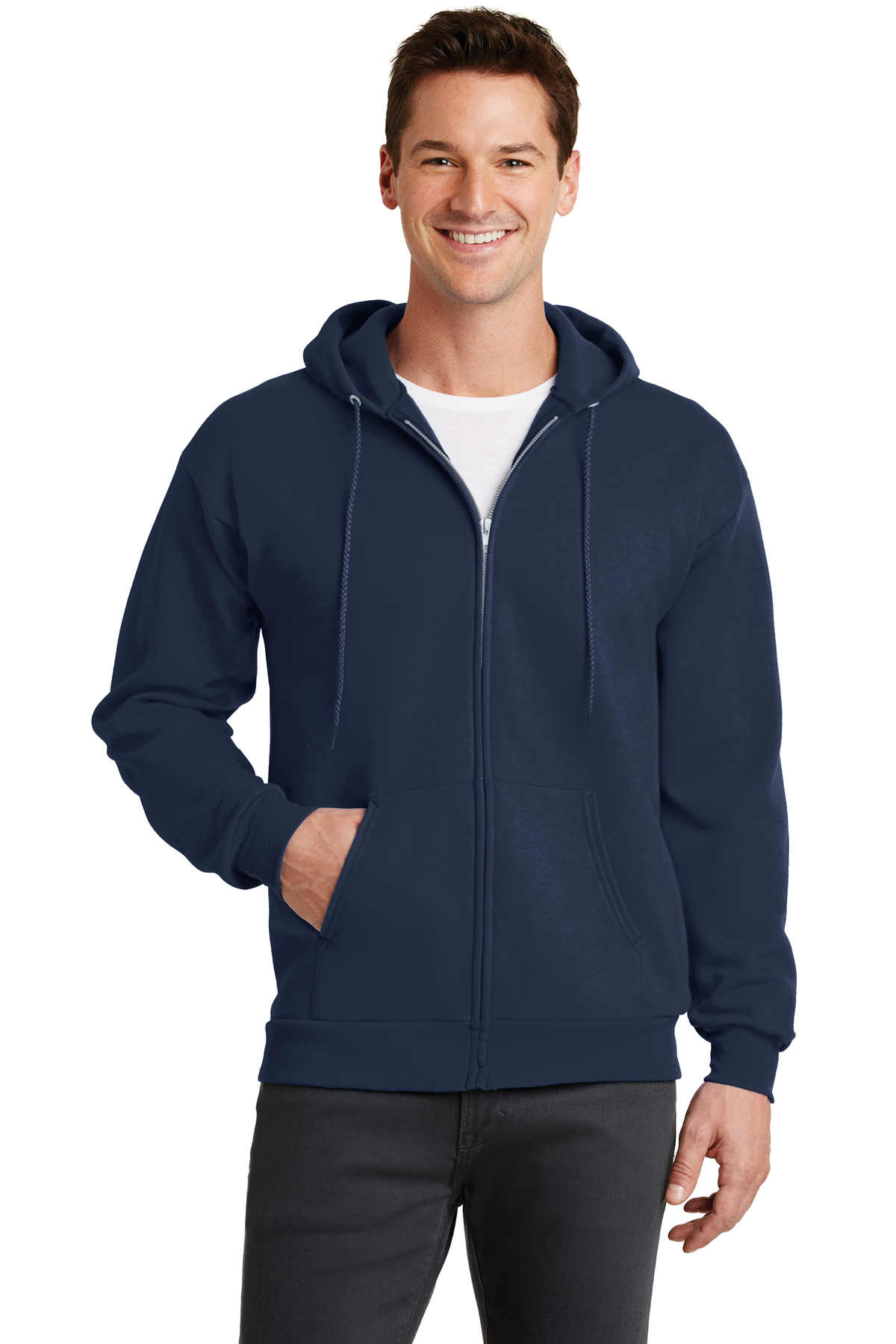 Port & Company Embroidered Men's Core Fleece Full-Zip Hooded Sweatshirt ...