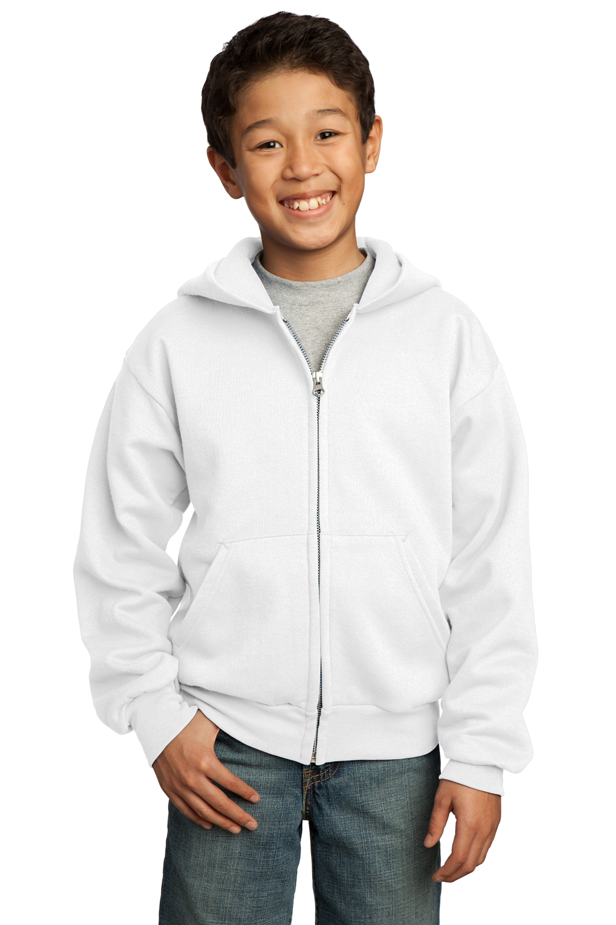Port & Company Embroidered Youth Core Fleece Full-Zip Hooded Sweatshirt