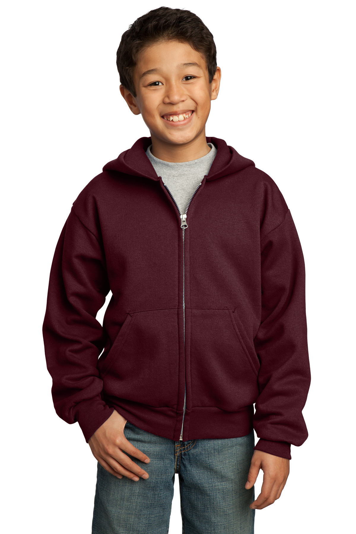 Port & Company Printed Youth Core Fleece Full-Zip Hooded Sweatshirt Thumb