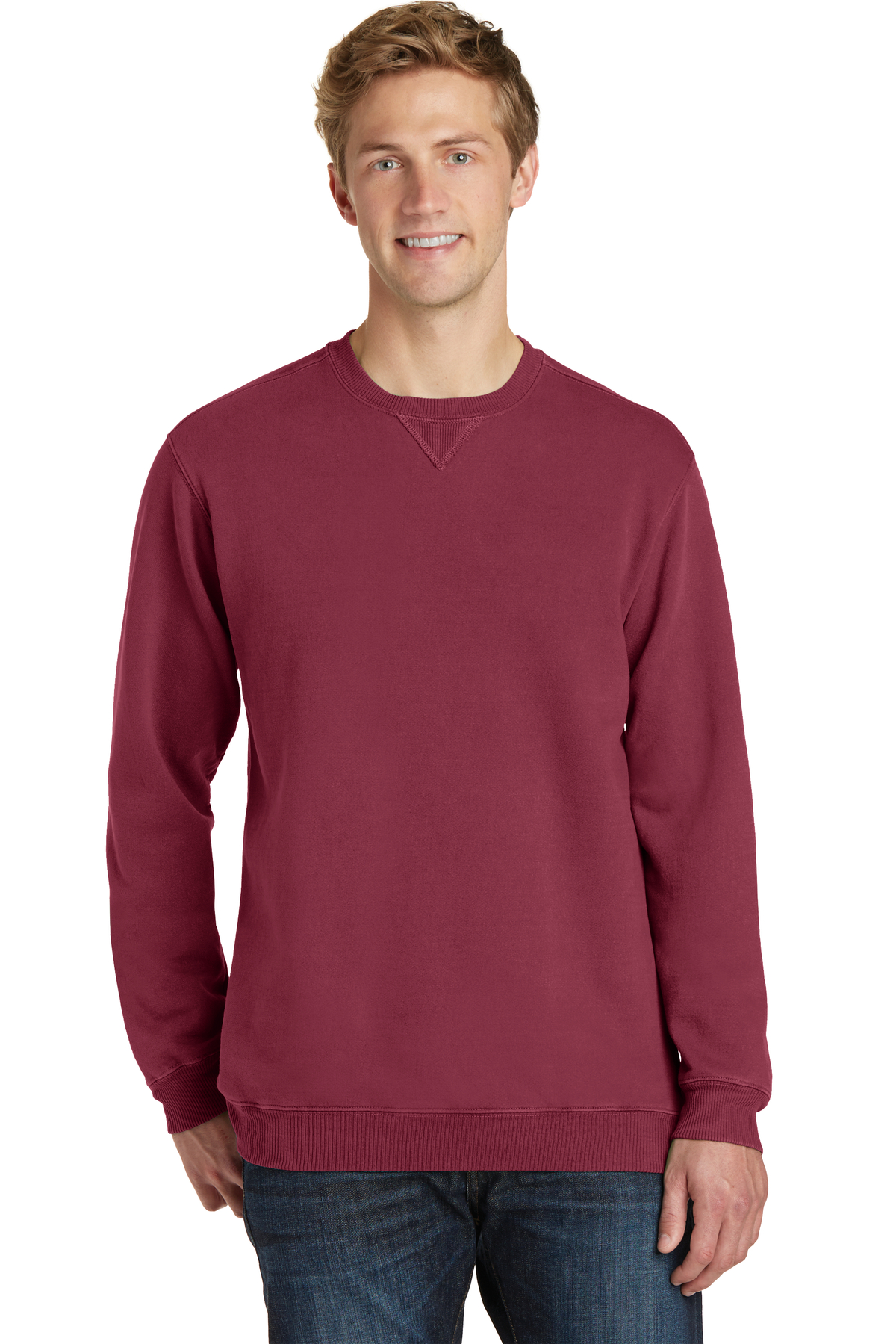 Port & Company Embroidered Beach Wash Garment-Dye Sweatshirt Image - Port & Company Embroidered Beach Wash Garment-Dye Sweatshirt