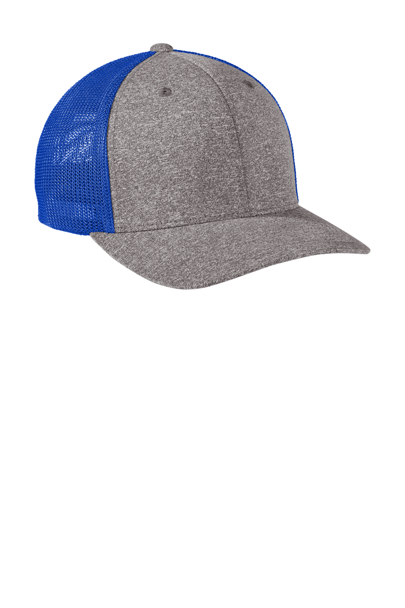 Product Image - Port Authority Embroidered Flexfit Melange Mesh Back Trucker Hat
