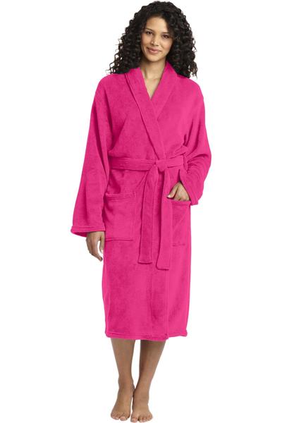 Port Authority  Embroidered Plush Microfleece Shawl Collar Robe
